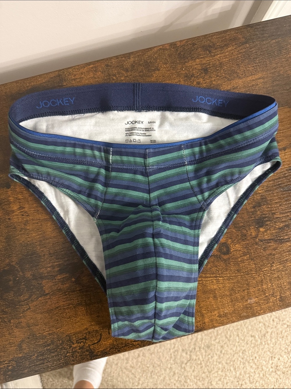 Jockey Men's Striped Briefs in Blue and Green - Picture 2 of 3